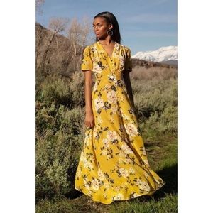 Yumi Kim Mustard Yellow Floral Maxi Dress